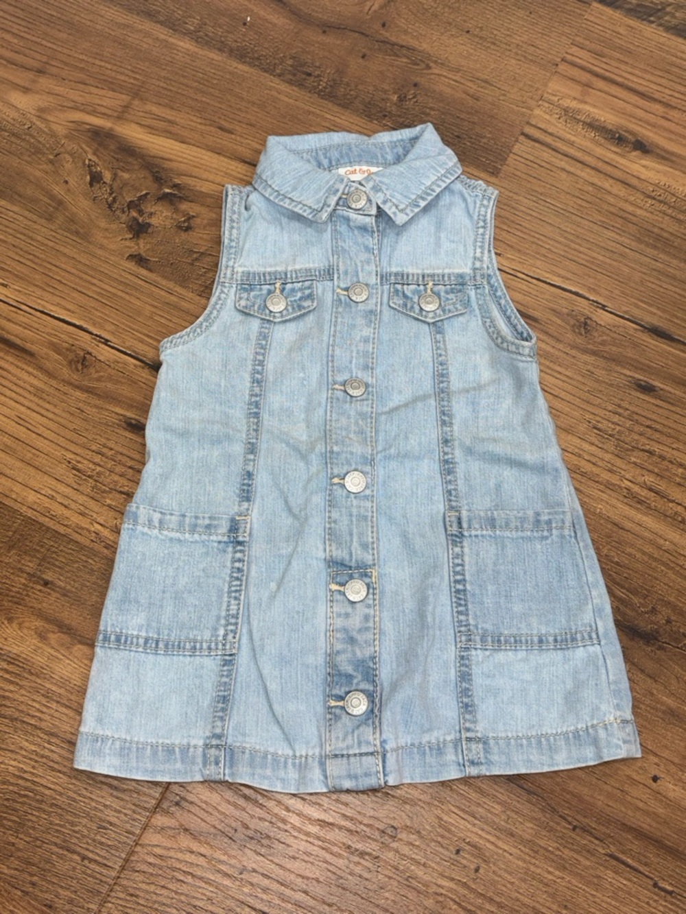 Cat & Jack Light Blue Button Down Denim Shirt Dress Size 18M